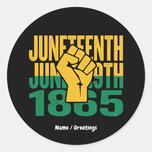 Juneteenth 1865 19. Juni Grafik De Runder Aufkleber (Vorderseite)
