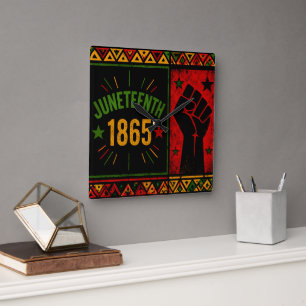Juneteenth 1865 erhobene Faust Quadratische Wanduhr
