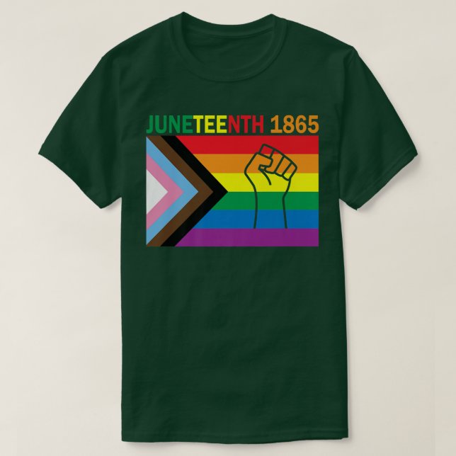 Juneteenth 1865 Fist Rainbow Flag Gay Pride Month  T-Shirt (Design vorne)