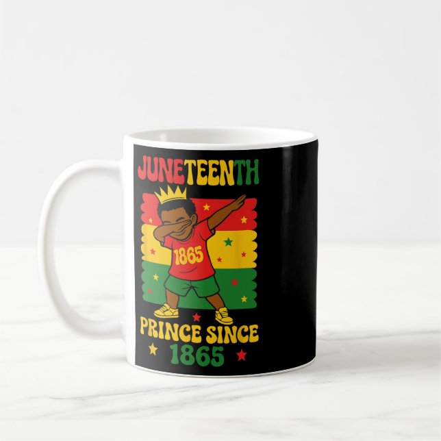 Juneteenth 1865 Groovy Kleiner Junge Dabbing Prinz Kaffeetasse (Links)