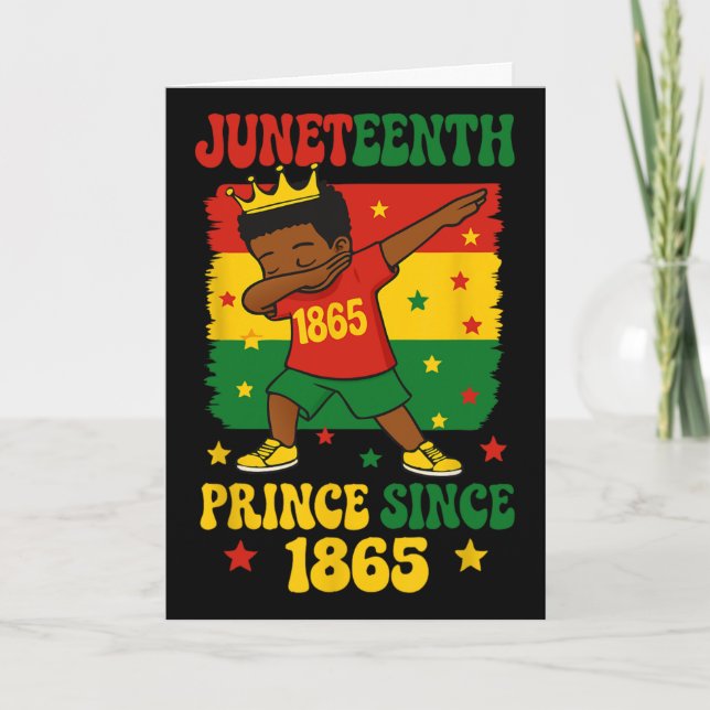 Juneteenth 1865 Groovy Kleiner Junge Dabbing Prinz Karte (Vorderseite)