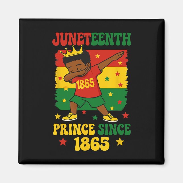 Juneteenth 1865 Groovy Kleiner Junge Dabbing Prinz Magnet (Vorne)