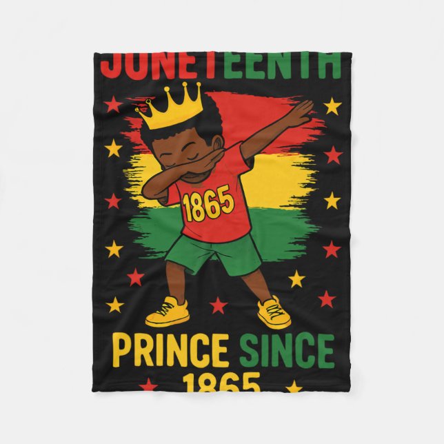 Juneteenth 1865 Kleinkind Junge Dabbing Prinz Afro Fleecedecke (Vorderseite)
