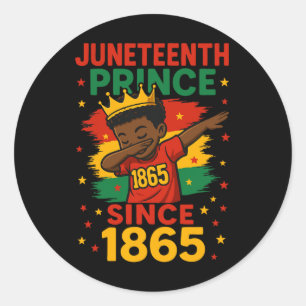 Juneteenth 1865 Kleinkind Junge Dabbing Prinz Afro Runder Aufkleber