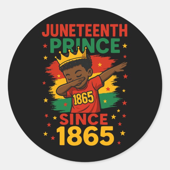 Juneteenth 1865 Kleinkind Junge Dabbing Prinz Afro Runder Aufkleber (Vorderseite)
