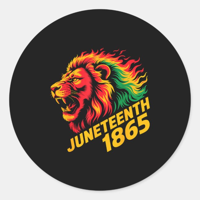 Juneteenth 1865 Löwe Rasta  Runder Aufkleber (Vorderseite)