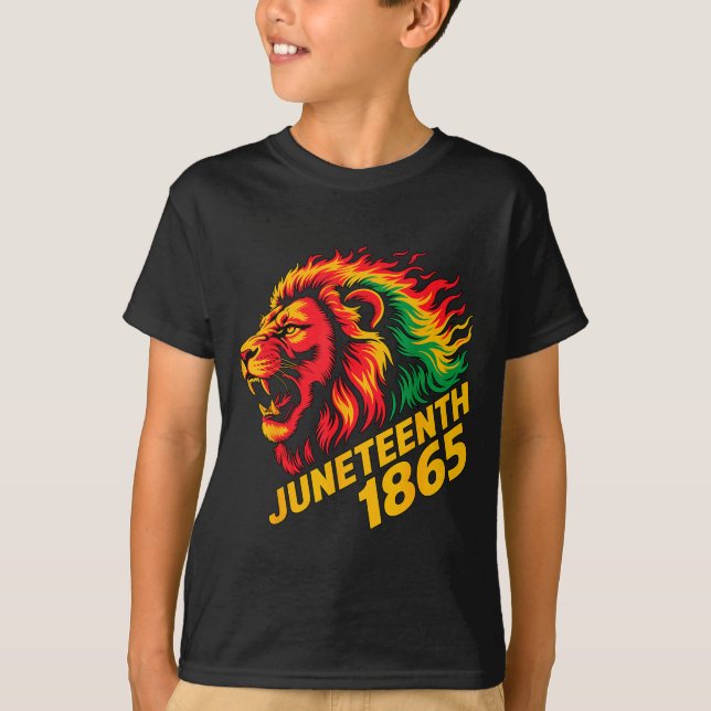 Juneteenth 1865 Löwe Rasta  T-Shirt (Vorderseite)