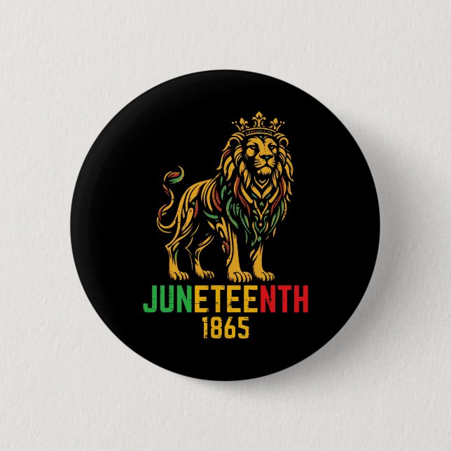 Juneteenth 1865 Löwe Schwarz Afrikanisch 19. Juni  Button (Vorderseite)