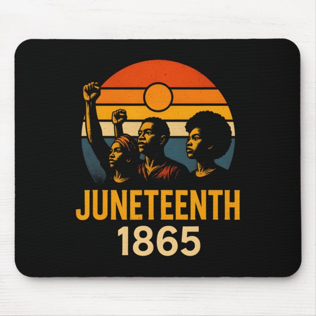 Juneteenth 1865 Retro-Sonnenuntergang Schwarze Ges Mousepad (Vorne)