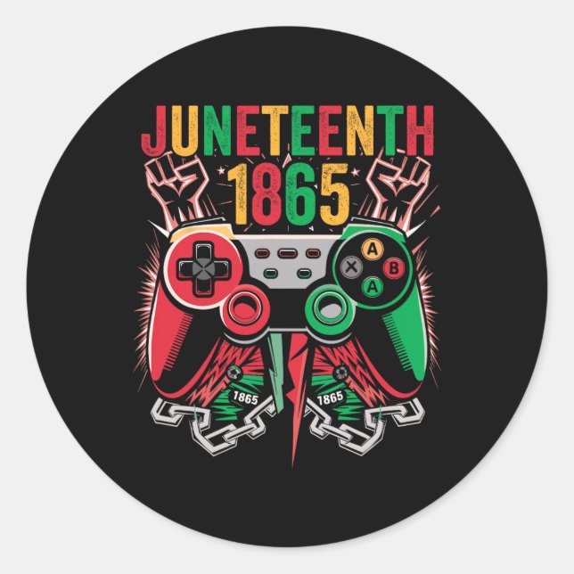 Juneteenth 1865 Videospiel Feiern Sie Juneteenth K Runder Aufkleber (Vorderseite)