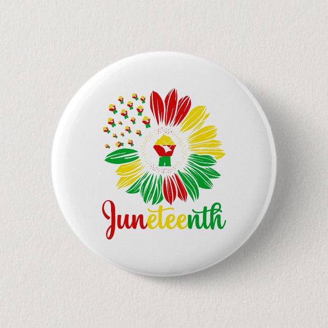 Juneteenth Accentors Sunflower African American Bl Button (Vorderseite)