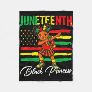 Juneteenth Afro-Mädchen dabbing schwarze Prinzessi Fleecedecke