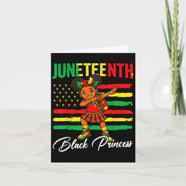 Juneteenth Afro-Mädchen dabbing schwarze Prinzessi Karte (Vorderseite)