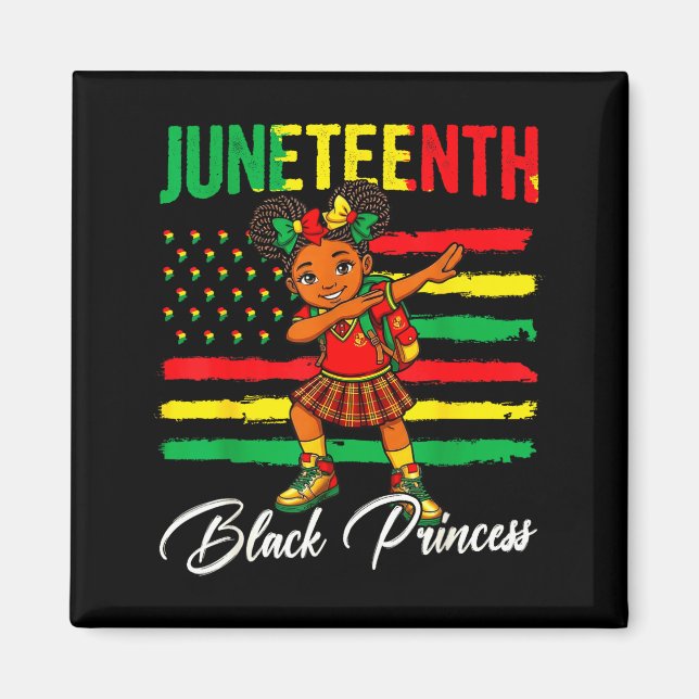 Juneteenth Afro-Mädchen dabbing schwarze Prinzessi Magnet (Vorne)