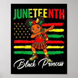 Juneteenth Afro-Mädchen dabbing schwarze Prinzessi Poster