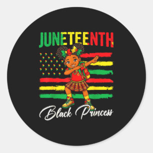 Juneteenth Afro-Mädchen dabbing schwarze Prinzessi Runder Aufkleber