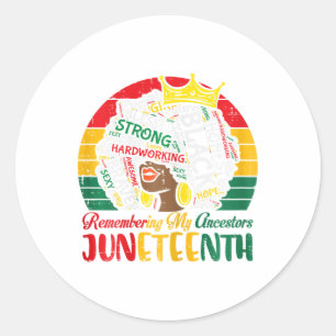 Juneteenth Afro Woman Remembering Ancestors Girls Runder Aufkleber