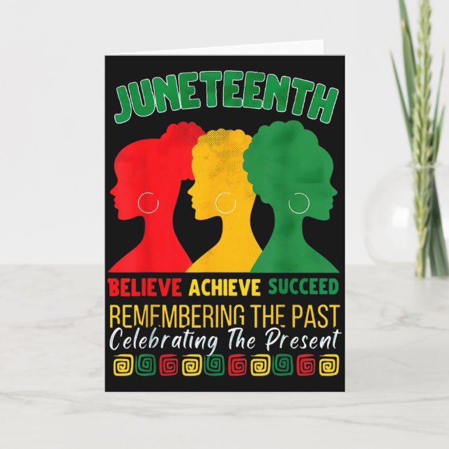Juneteenth Believe Achieve Succeed Afro Black Hist Karte (Vorderseite)