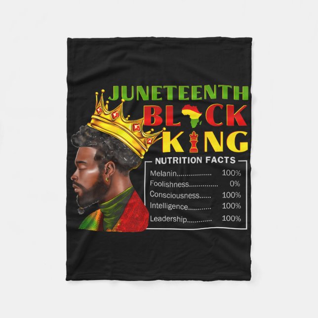 Juneteenth Black King Nährwertangaben Stolz Afri Fleecedecke (Vorderseite)