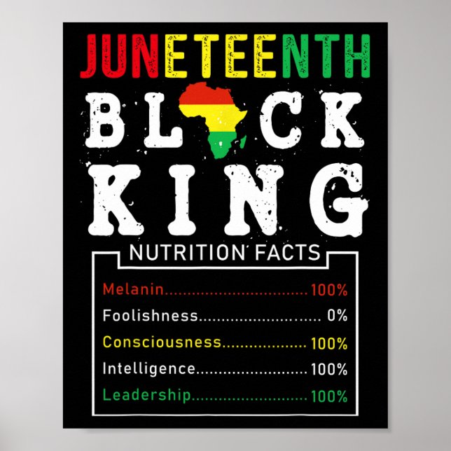 Juneteenth Black King Nutrition Fakten Vatertag Poster (Vorne)