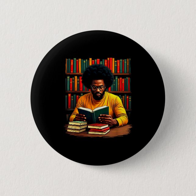 Juneteenth Black Man Reading Books  Button (Vorderseite)