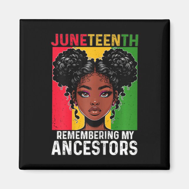 Juneteenth Black Pride Frau erinnert sich an meine Magnet (Vorne)