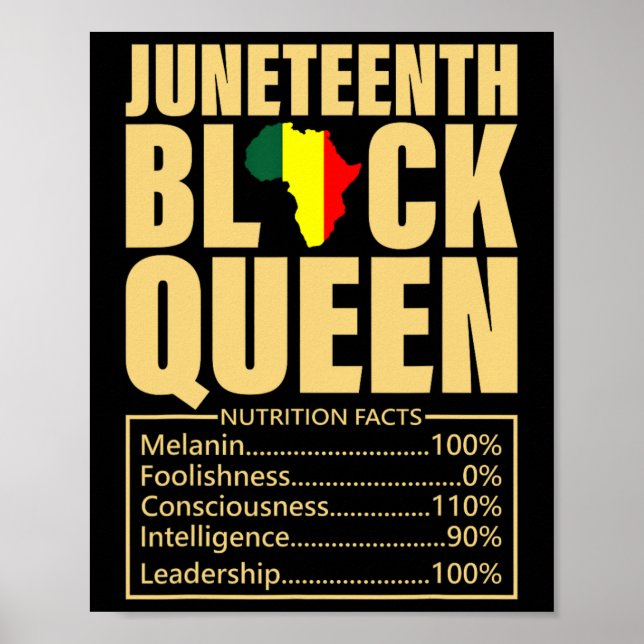 Juneteenth Black Queen Nutrition Facts Black Histo Poster (Vorne)