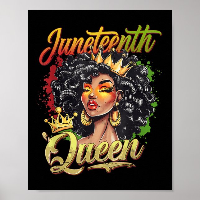 Juneteenth Black Queen Vibes Funny Juneteenth 1865 Poster (Vorne)