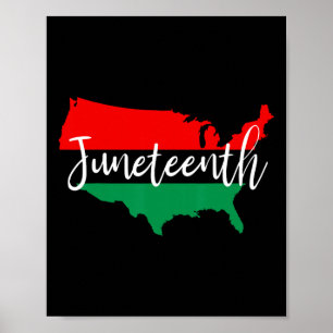 Juneteenth Celebrate Black Freedom Usa Karte Black Poster