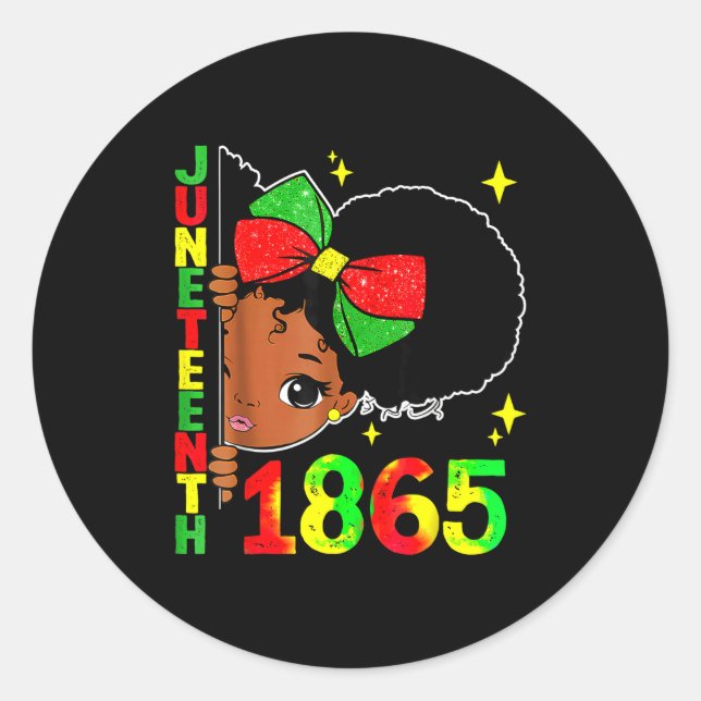 Juneteenth feiert 1865 süße schwarze Mädchen Kinde Runder Aufkleber (Vorderseite)