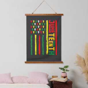 Juneteenth-Flagge feiert schwarze Freiheit 1865 Wandteppich Mit Holzrahmen