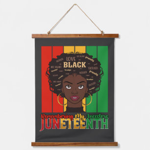 Juneteenth: Gedenken an meine Vorfahren Mädchen Me Wandteppich Mit Holzrahmen