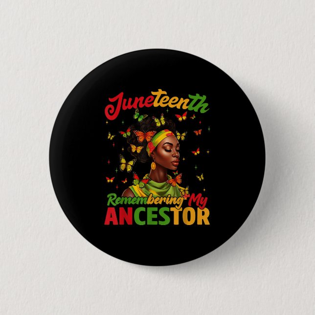 Juneteenth - Gedenken an meinen Vorfahren Stolz Af Button (Vorderseite)