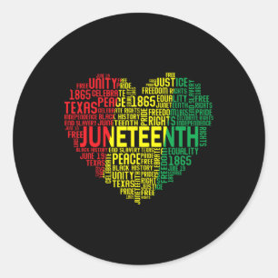 Juneteenth Heart Word Cloud Black Freedom Juneteen Runder Aufkleber