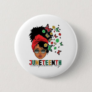 Juneteenth History Freedom Butterfly Melanie Black Button