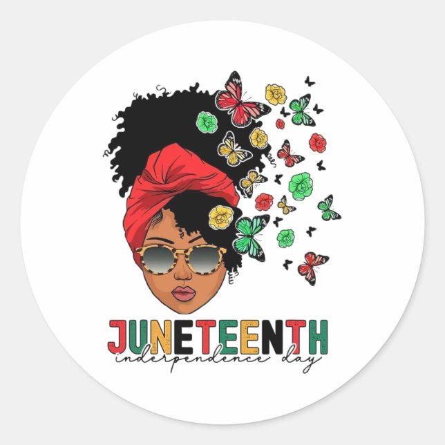 Juneteenth History Freedom Butterfly Melanie Black Runder Aufkleber (Vorderseite)