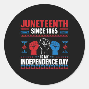 Juneteenth ist mein Unabhängigkeitstag 1865 Red Wh Runder Aufkleber