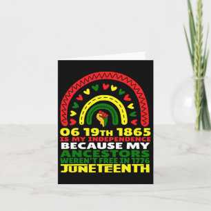 Juneteenth ist mein Unabhängigkeitstag rosa schwar Karte