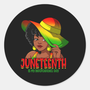 Juneteenth ist mein Unabhängigkeitstag Schwarze Fr Runder Aufkleber