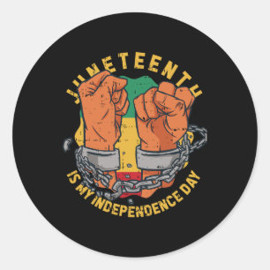 Juneteenth ist mein Unabhängigkeitstag Schwarzgesc Runder Aufkleber