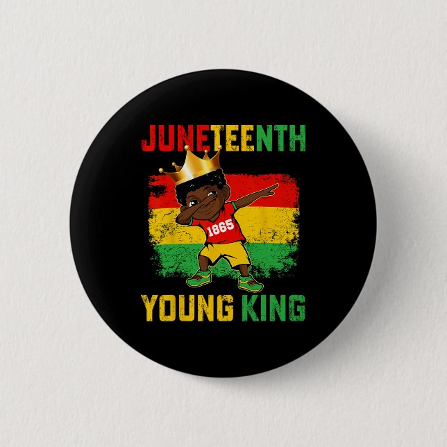 Juneteenth King feiert 1865 Black Boys Kids T Button (Vorderseite)