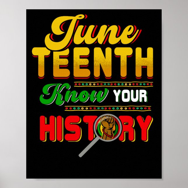 Juneteenth Know Your History Black Pride 1865 Poster (Vorne)