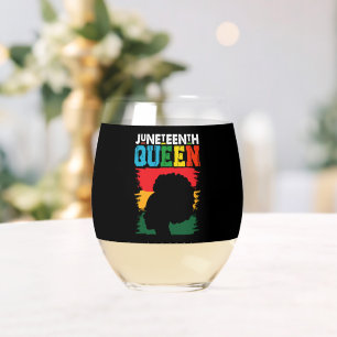 Juneteenth-Königin Schwarze Afro Melanin Mädchen Weinglas Ohne Stiel