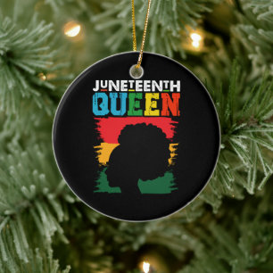 Juneteenth-Königin Schwarzes Afro Melanin Mädchen  Keramik Ornament