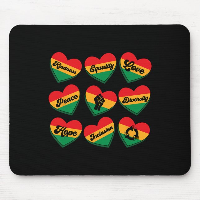 Juneteenth Konversationsherz Schwarz Stolz Afrikan Mousepad (Vorne)