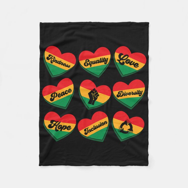 Juneteenth Konversationsherz Schwarzer Stolz Afrik Fleecedecke (Vorderseite)
