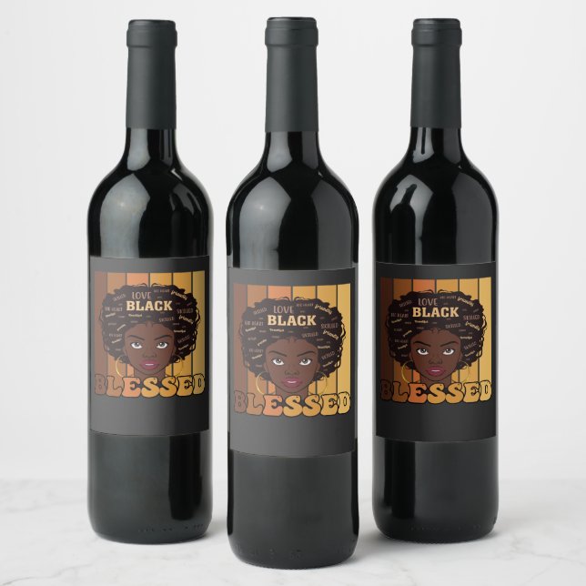 Juneteenth Melanin Black African American Girl Weinetikett (Flaschen)