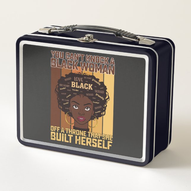 Juneteenth Melanin kann keine schwarze Frau klopfe Metall Brotdose (Vorderseite)