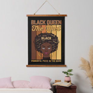 Juneteenth Melanin Schwarzes Mädchen Das Mächtigst Wandteppich Mit Holzrahmen