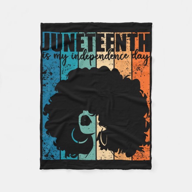 Juneteenth My Independence Day Retro Afro Women Me Fleecedecke (Vorderseite)